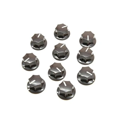 Image of KAISH Pack of 10 Brown Mini MXR Style Skirted AMP Knob Brass Insert Effect Pedal Knobs