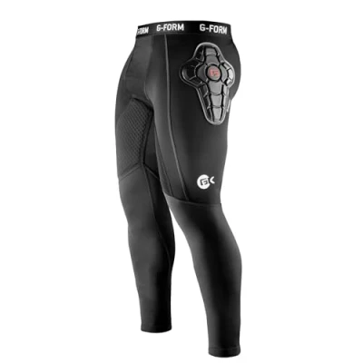 Image of G Form Goalkeeper Impact Pants Padded Leggings with Compressive Base Layer Protective Gear for Football and High Sports Breathable Machine Washable Medium Black