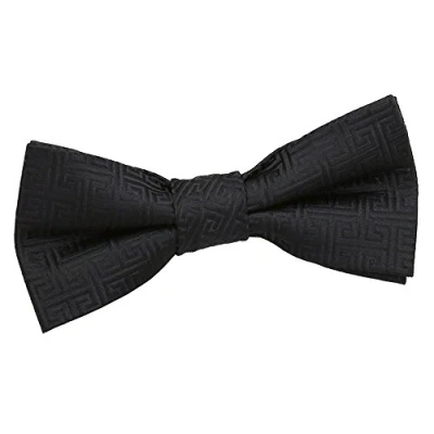 Image of DQT Boys Greek Key Patterned Wedding Tuxedo Pre tied Bow Tie Black