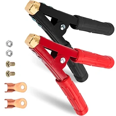 Image of JatilEr 2Pcs Crocodile Clips 6.3 Inch, Electrical 1000A, Jump Lead Heavy Duty Pure Copper Grips with Insulating Sheath for Battery Cables 16mm²、20mm²、25mm²、35mm²
