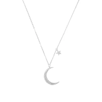Image of Amor necklace with pendant 925 sterling silver ladies necklace, cubic zirconia synth, 42+3 cm, silver, Comes in jewelry gift box, 2026227