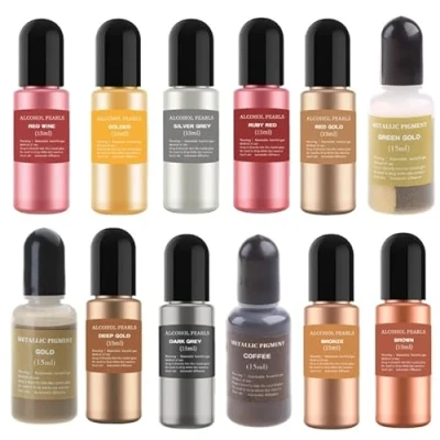 Image of MDHQ Metallic Pigment Resin Dye Alcohol Based Ink Concentrated Paint Epoxy Colorant Casting Crafts15ml