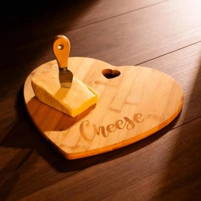 Image of Marco Paul Heart Shaped Wooden Cheese Board Cutting Rustic Serving Platter Kitchen Tray for Cheese, Crackers, Meat, Snacks Charcuterie Idea