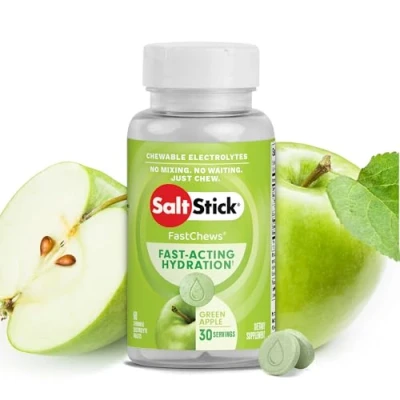 Image of SaltStick Electrolyte FastChews Green Apple Chewable Tablets Salt for Runners, Chews Hydration 60 Count