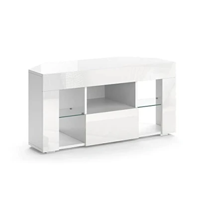 Image of Vicco Lowboard Denver, White High Gloss, 100 x 50 cm