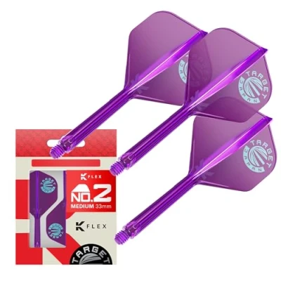 Image of TARGET Japan K Flex Dart Flights and Shaft System, No.2 Pack of 3 Kflex All In One Flight, Purple Limited Edition Darts Accessories Stem Medium (33mm)