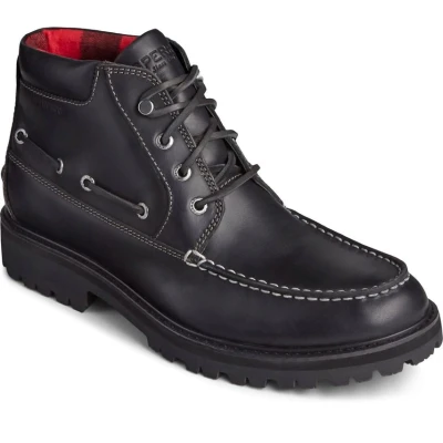 Image of Sperry Authentic Original Lug Chukka Male Mens Boots BLACK Leather Size UK 6