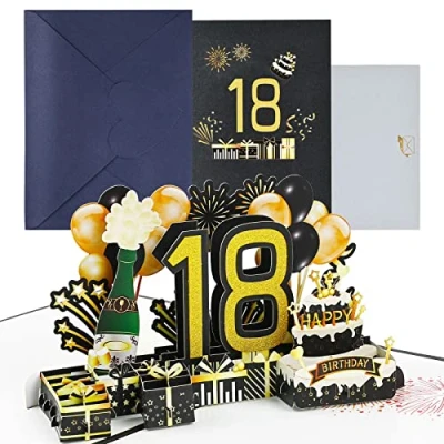 Image of Joyoldelf 18th Birthday Card, 3D Pop up Cards for Boys, Greeting Girls with Envelope Boys Friends Romance Gift Card