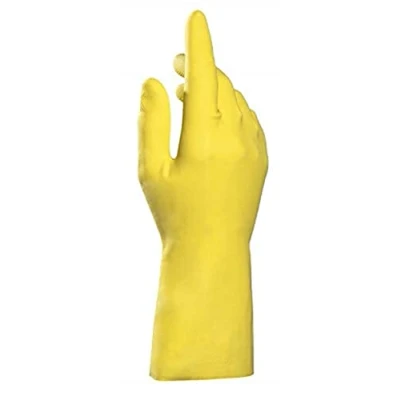 Image of MAPA Professional VITAL 124 Thin Natural Latex Work Gloves, Chemical Resistant, Liquid Proof, Cleaning and Mechanics Yellow, Size 9 Protective Gloves (1 Pair)