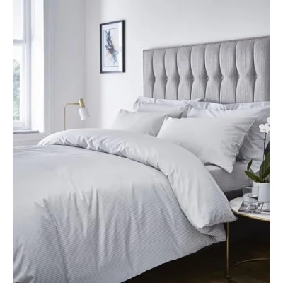 Image of Catherine Lansfield Satin Stripe 300 Thread Count King Fitted Sheet Grey
