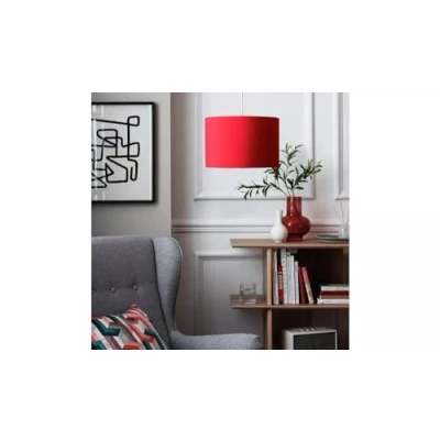 Image of Drum Shade Classic Design for A Ceiling Light Styled in Bold Deep Red Fabric, It Adds Great Finishing Touch to Decorating Theme 20x30cm