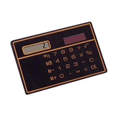 Image of Brussels08 Portable Solar Powered Slim Credit Card Sized 8 Digit Desk Calculator Pocket LCD Display Basic Handheld for Student Kids Daily School Black
