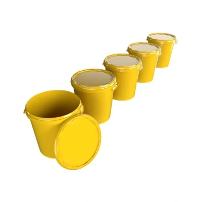 Image of FixedByU 5 Buckets with Lid, 30L, Yellow, Made in Germany, Airtight, Food Safe, Stable, Stackable, Polypropylene