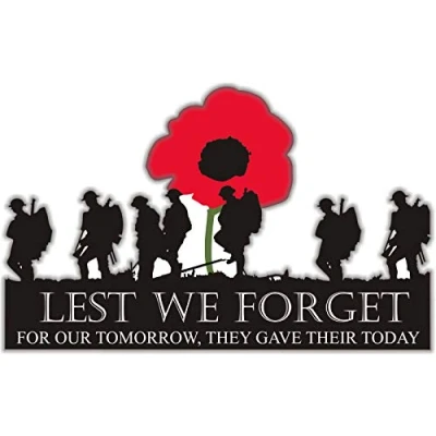 Image of Soldiers and Poppy Car Window Sticker For Our Tomorrow They Gave Their Today