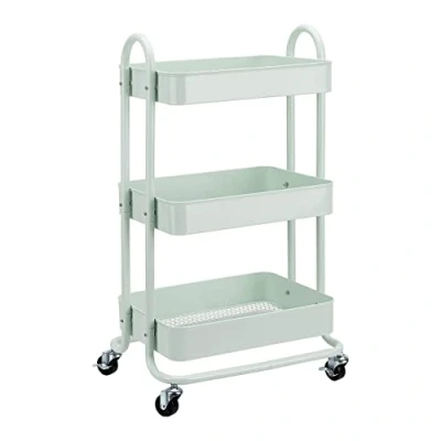 Image of Amazon Basics 3 Tier Rolling Utility or Kitchen Cart Mint Green