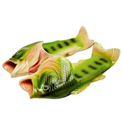 Image of Asifn Fish Slippers Summer Beach Women Shoes Men Soft Creative Shower Non Slip Unisex Funny Animal Sandals Casual Flop Pool Home Children Shoe（Green,9/9.5 UK