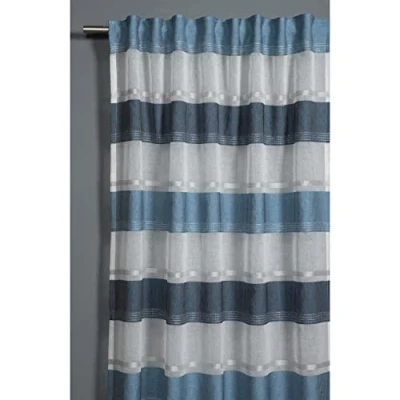 Image of Gardinia Curtain with Hidden Tabs and Tape Translucent Etamine White/Blue 140 x 175 cm