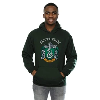 Image of Harry Potter Men&#039;s Slytherin Crest Hoodie Forest Green Large