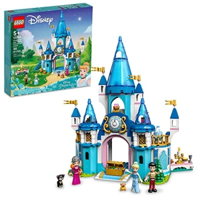Image of LEGO Disney Princess Cinderella and Prince Charming&#039;s Castle 43206 Doll House, Buildable Toy with 3 Mini Dolls, Plus Gus Lucifer Figures