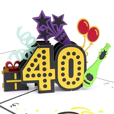 Image of Cardology 40th Birthday Pop Up Card 3D for Him or Her Handmade
