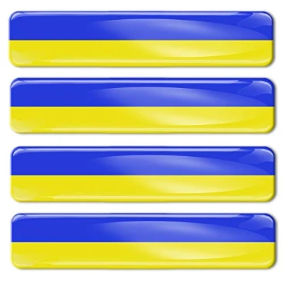 Image of Biomar Labs® 4 x 3D Domed Silicone Stickers Decals Ukraine National Ukrainian Flag Banner Emblem Car Motorcycle Helmet F 25