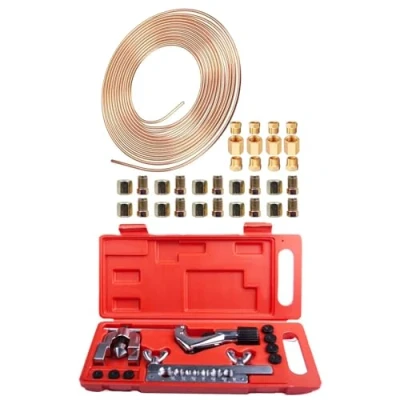 Image of AXILYZE Brake Pipe Flaring Tool, Kit for Flaring, with 10m 3/16&quot; Copper Coated and 32 Fittings, Ideal Vehicle Systems, Air Conditioning Systems