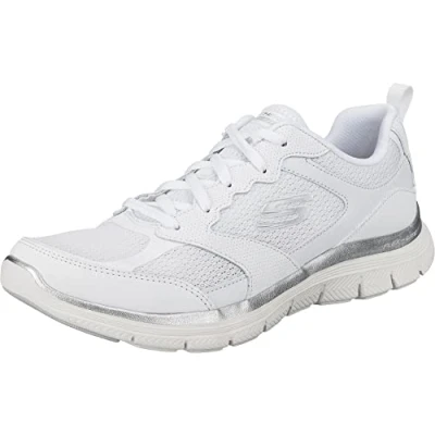Image of Skechers Women&#039;s Flex Appeal 4.0 Active Flow Sneaker,White Leather/Mesh/Trim, 4 UK