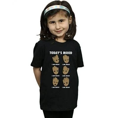 Image of Marvel Girls Guardians of The Galaxy Groot Forest Energy T Shirt Black 3 4 Years