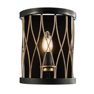 Image of Heston 1 Light Indoor Candle Wall Matt Black, Rustic Bronze Effect, E14