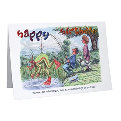 Image of Happy Birthday Fishing Humour Cartoon A5 Funny Blank Greeting Card by Armand Foster