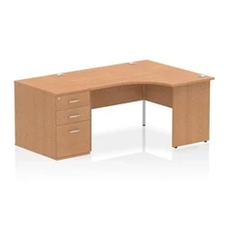 Image of Impulse 1400 RH Crescent Desk Oak Top Panel End 800 High Ped