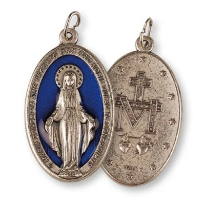 Image of Large Miraculous Medal in English 40 mm + Prayer Card