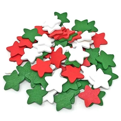 Image of Christmas 18mm Stars Wooden Shabby Chic Craft Scrapbook Vintage Wood Star (50)