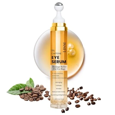 Image of Eye Cream for Dark Circles and Puffy Eyes Caffeine the Ordinary Serum With 360 Massage Ball to Reduce Bags Wrinkles Fine Lines (20ml)
