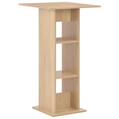 Image of vidaXL Modern Square Bar Table in Oak Engineered Wood Dining or Pub with Storage Shelves Stylish Lounge Room Furniture