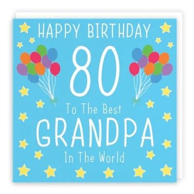 Image of Hunts England Large Grandpa 80th Birthday Card Size Happy 80 To The Best In World Iconic Collection 210 x mm Age
