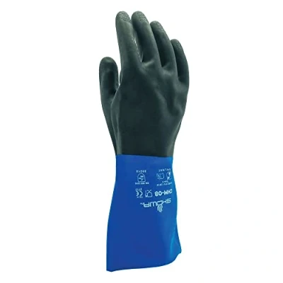 Image of SHOWA CHM Neoprene Over Natural Rubber Glove, Chemical Resistant, 26 mils Thick, 12&quot; Length, Medium (Pack of 12 Pairs)