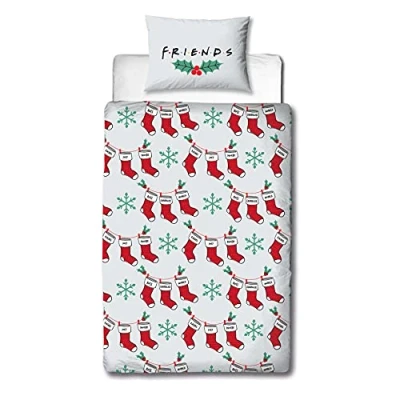 Image of Friends Officially Licensed Duvet Cover Set Holly Design Reversible 2 Sided Bedding Official Merchandise Including Pillow Case (Single)