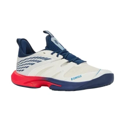Image of K Swiss Performance Men&#039;s SPEEDTRAC Tennis Shoe, Blanc de Blanc/Blue Opal/Lollipop, 10 UK