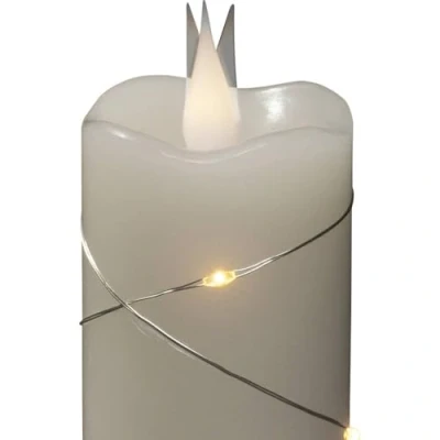 Image of Konstsmide Slim Flameless Battery Candle/3D Living Light/Battery Operated Flickering Moving Flame/Real Cream White Wax/Micro Fairy Lights / 4 or 8 Hour Timer 12.7 x 5 cm