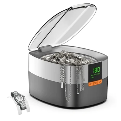 Image of KECOOLKE Ultrasonic Cleaner 750ml Jewelry Sonic with Digital Timer for Eyeglasses, Rings, Coins，Silver Solution Gifts