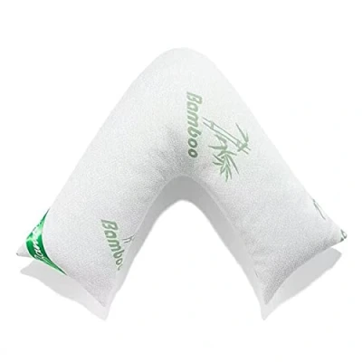 Image of GC GAVENO CAVAILIA V Shape Bamboo Pillows For Side Sleepers, Orthopedic Memory Foam Pillow Neckpain, White, 76 x 47 Cm