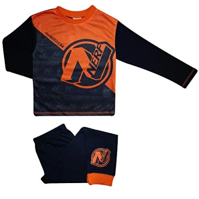 Image of Nerf Boys On Target&#039; Pyjamas Cosy PJs Sizes 4 to 5 Years / 104 110 cms Black/Orange