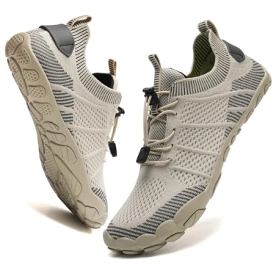 Image of Water Shoes Mens Womens Barefoot Beach Swim for Outdoor Hiking Walking Wilderness Trekking(Beige, 4UK)