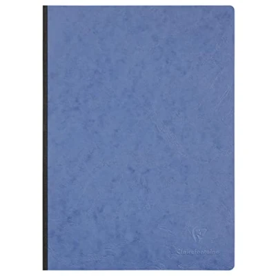 Image of Clairefontaine Ref 791424C Age Bag Clothbound Notebook (192 Pages) A4 Size, Squared Rulings, 90gsm Brushed Vellum Paper Blue Leather Effect Cover