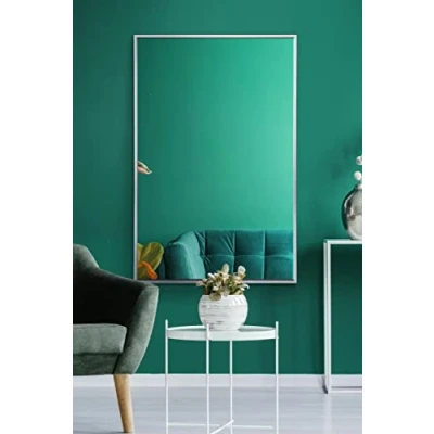 Image of MirrorOutlet The Artus Silver Modern Aluminium Edged Wall Mirror 35&quot; X 24&quot; (90CM 60CM) Glass