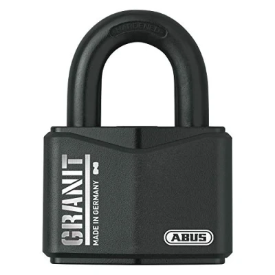 Image of ABUS Granite Padlock 37RK/70 SZP Premium Lock for Highest Duty Increased Shackle Protection Security Level 10 Includes 2 Keys and Card Black 79161 70 mm