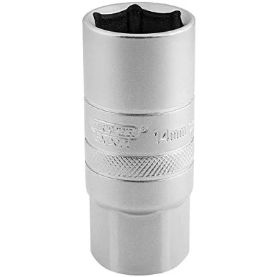 Image of Draper 14mm Thread 6 Point Satin Chrome Spark Plug Socket, 1/2&quot; Sq. Dr., 21mm