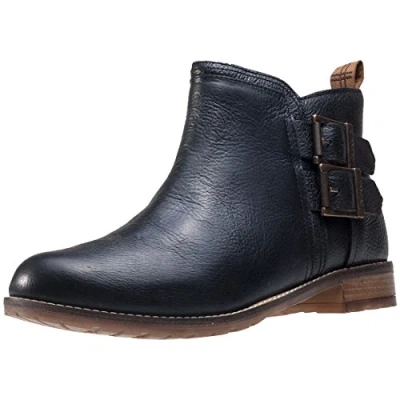 Image of Barbour Womens Sarah Leather Buckle Winter Work Casual Fashion Ankle Boot Black 4