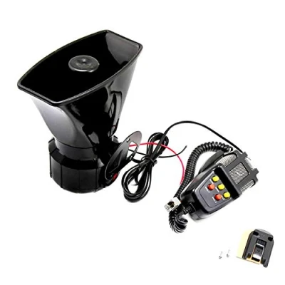 Image of YIYIDA Car Horn, Vehicle Horn with Mic PA System, 130 dB Emergency Sound Amplifier, 12V Compatible SUV, Passenger Car, Watercraft, Truck, Wired (Black), ABS Material